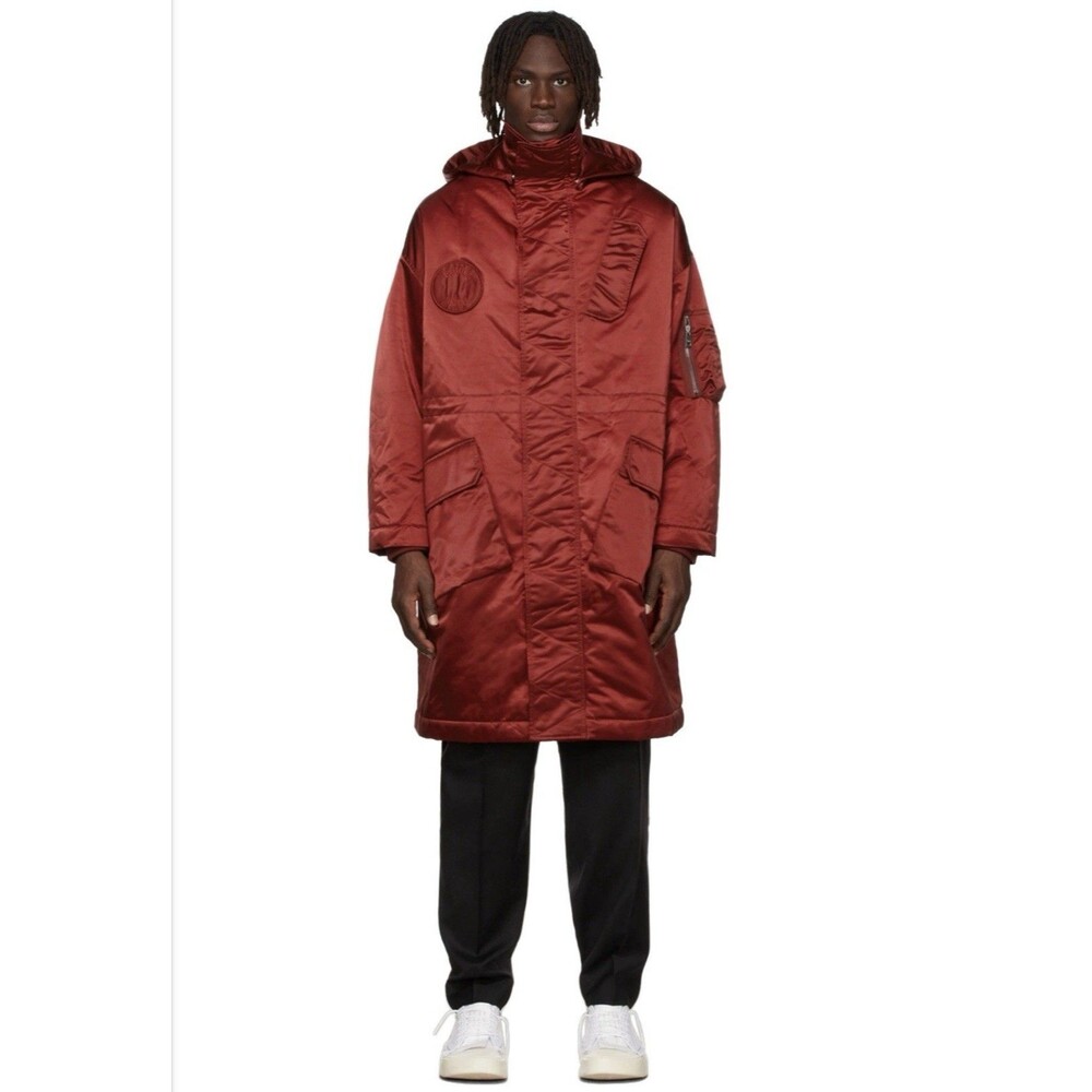 ETUDES Ohio Men's Red Long Logo Insulated Zipped Hood Coat-EU 46 US Small NWOT
